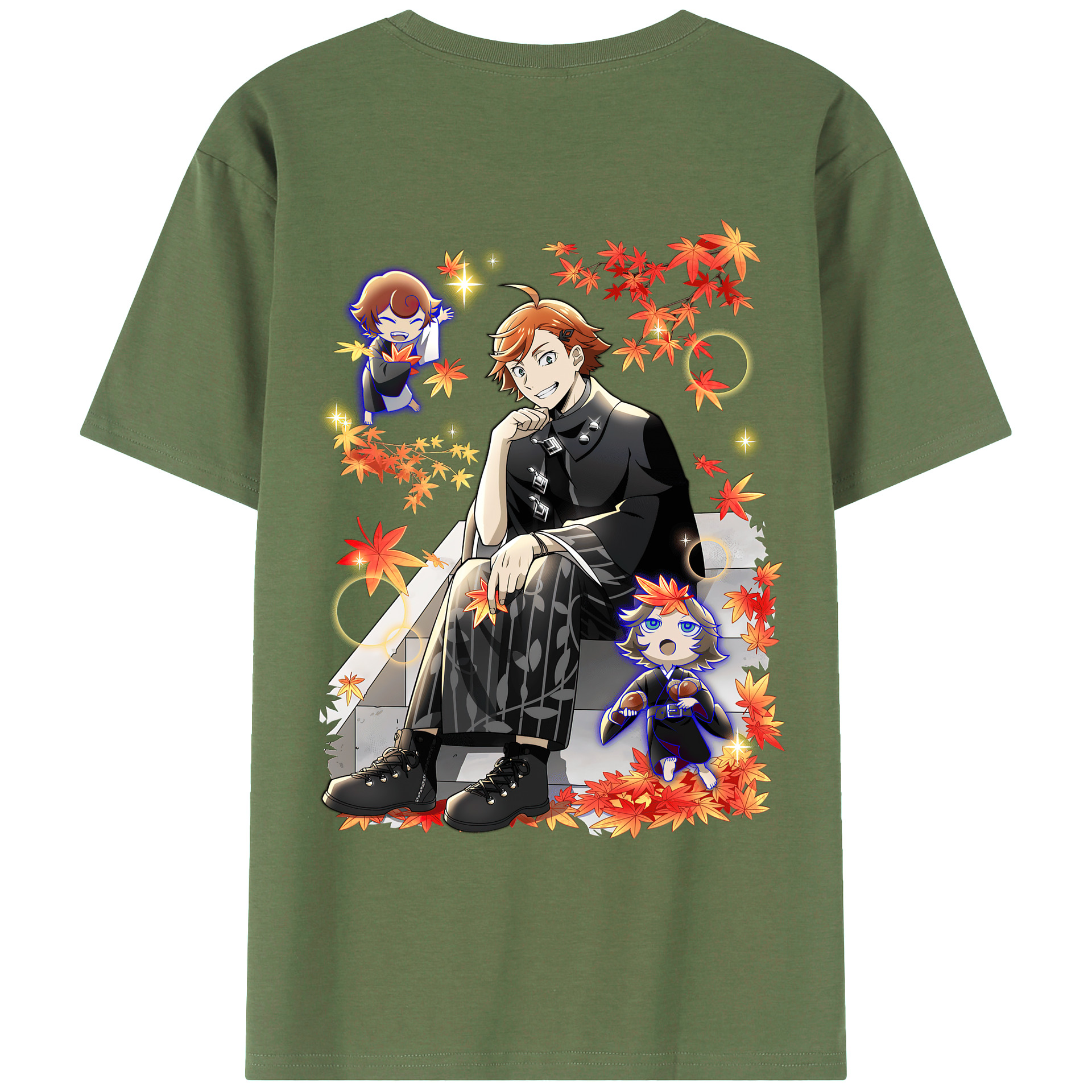 （画像用） 文豪ストレイドッグス Bungo Stray Dogs 綿100％ メンズ半袖Tシャツ（バックプリント） 通気性